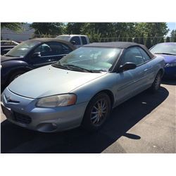 2001, CHRYSLER SEBRING LTD, 2 DOOR CONVERTIBLE, BLUE, VIN#1C3EL65U31N559286, 178,223KMS, AUTOMATIC,