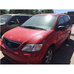 2000 MAZDA MPV ES, 4 DOOR SW, RED, VIN # JM3LW28F5Y0100227