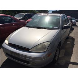 2001 FORD FOCUS SE, 4 DOOR SEDAN, GREY, VIN # 1FAFP34351W147205