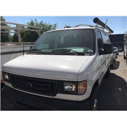 2003 FORD E-250 CARGO VAN, WHITE, VIN #1FTNE24243HA47486