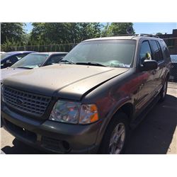 2002 FORD EXPLORER LIMITED, 4 DOOR SUV, GREEN, VIN # 1FMZU75W02ZC07242