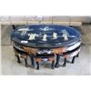 Image 1 : MOTHER OF PEARL INLAID JAPANESE TABLE WITH 6 STOOLS