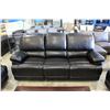 Image 2 : 3 PIECE RECLINER BLACK LEATHER SOFA SET - SOFA, LOVE SEAT, AND CHAIR