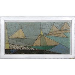 Miriam Bromberg, Four Sailboats, Oil Painting
