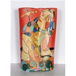 Mirko, Fisherman - II, Painted Terracotta Vase