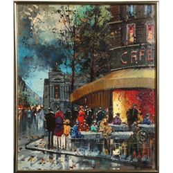 Paul Renard, Corner Cafe, Oil Painting
