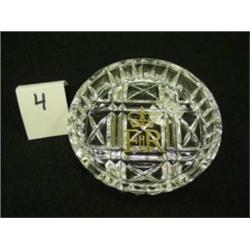 Pressed Glass E&R Coaster w/Gold Crown