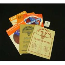 Lot of 5 - 1940's BASKETBALL Rule Books