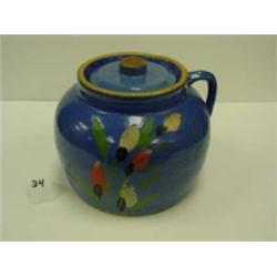 Antique COOKIE JAR/Crock - Blue Glaze
