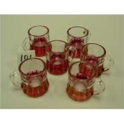 Set - 6 FEDERAL Ruby Flash Shot Glasses