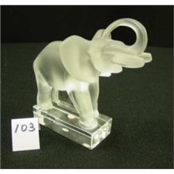 LALIQUE Elephant Frosted Paperweight