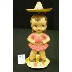 Wind-Up CELLULOID Girl w/Spinning Hat