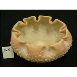 FENTON Satin Glass Bowl w/Peach Blow