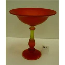 FROSTED Satin Glass AMBERINA Compote