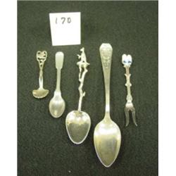 Lot of 5 - Sterling Collector Spoons and Fork