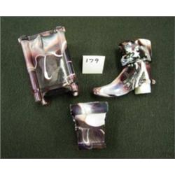 Lot of 3 AKRO AGATE Purple Slag Glass