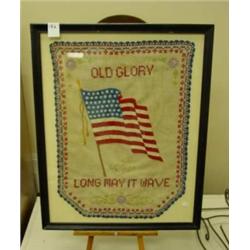 Framed PATRIOTIC Needlework Banner