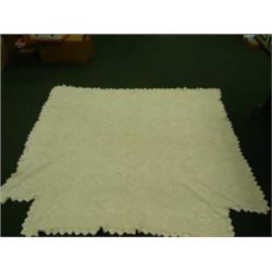 Early 1900's White Hand Knit COVERLET