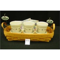 LONGABERGER Basket with 3 Flower Pots