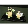 Image 1 : Ceramic PENGUINS on Black Glass