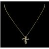 Image 1 : 0.50 ctw Diamond Cross Pendant with Chain - 14KT Yellow Gold