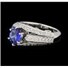 Image 1 : 1.40 ctw Blue Sapphire And Diamond Ring - 18KT White Gold
