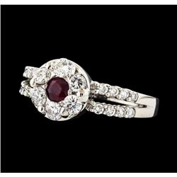 0.22 ctw Ruby and Diamond Ring - 14KT White Gold