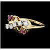 Image 1 : 0.30 ctw Diamond and Ruby Ring - 14KT Yellow and White Gold