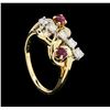 Image 4 : 0.30 ctw Diamond and Ruby Ring - 14KT Yellow and White Gold