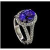 Image 4 : 3.88 ctw Tanzanite and Diamond Ring - 14KT White Gold