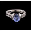 Image 2 : 1.46 ctw Sapphire and Diamond Ring - 18KT White Gold
