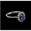 Image 1 : 0.90 ctw Tanzanite and Diamond Ring - 14KT White Gold