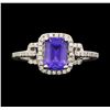 Image 2 : 1.45 ctw Tanzanite And Diamond Ring - 14KT White Gold