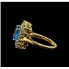 Image 3 : 3.00 ctw Blue Topaz, Aquamarine, and Diamond  Ring - 14KT Yellow Gold
