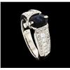 Image 4 : 1.37 ctw Sapphire and Diamond Ring - 18KT White Gold