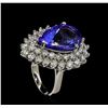 Image 4 : 10.90 ctw Tanzanite and Diamond Ring - 14KT White Gold
