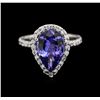 Image 2 : 4.33 ctw Tanzanite and Diamond Ring - 14KT White Gold