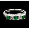 Image 2 : 0.35 ctw Emerald and Diamond Ring - Platinum