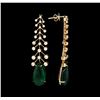 Image 2 : 20.30 ctw Emerald And Diamond Earrings - 18KT Rose Gold