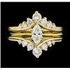 Image 2 : 0.70 ctw Diamond Ring And Ring Guard - 14KT White And Yellow Gold