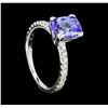 Image 4 : 1.73 ctw Tanzanite and Diamond Ring - 14KT White Gold