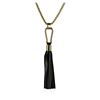 Image 2 : Leather Tassel Hook Pendant Necklace - Gold Plated