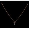 Image 2 : 0.31 ctw Diamond Cross Pendant With Chain - 14KT Rose Gold