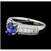 Image 1 : 1.04 ctw Blue Sapphire And Diamond Ring - 18KT White Gold