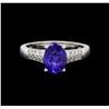 Image 2 : 1.79 ctw Tanzanite and Diamond Ring - 14KT White Gold