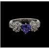 Image 2 : 0.93 ctw Tanzanite and Diamond Ring - 18KT White Gold