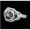 Image 1 : 2.71 ctw Black and White Diamond Ring - 18KT White Gold