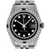 Image 1 : Rolex Mens SS Black String VVS Diamond And Sapphire Datejust Wristwatch