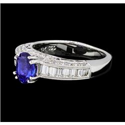 1.22 ctw Blue Sapphire And Diamond Ring - 18KT White Gold