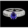 Image 2 : 1.22 ctw Blue Sapphire And Diamond Ring - 18KT White Gold